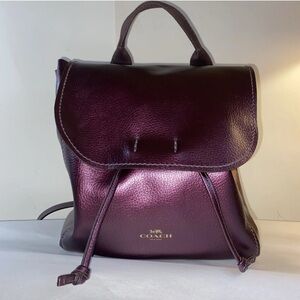 Coach Large Derby Backpack Metallic Eggplant Purple Leather STYLE # F39040